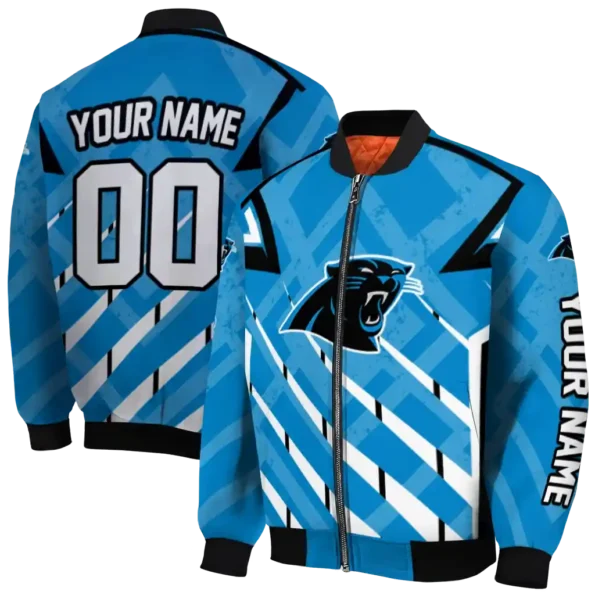 personalized carolina panthers chevron angles blue bomber jacket fashion forward