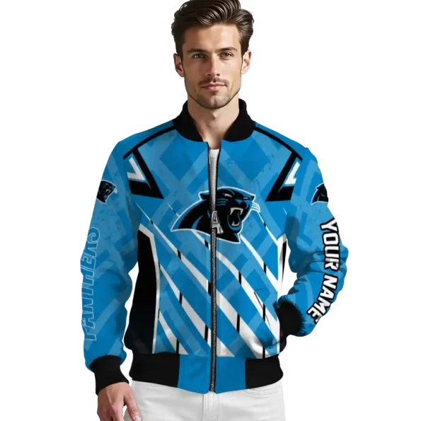 personalized carolina panthers chevron angles blue bomber jacket high quality