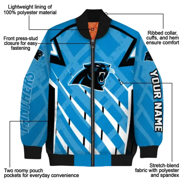 personalized carolina panthers chevron angles blue bomber jacket new arrival
