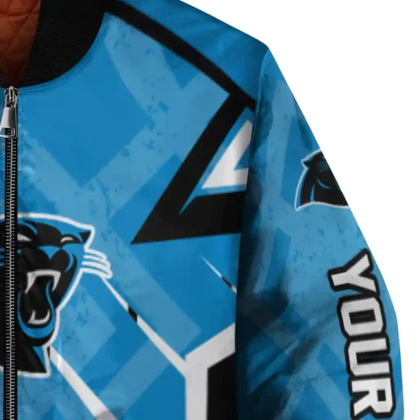 personalized carolina panthers chevron angles blue bomber jacket premium grade