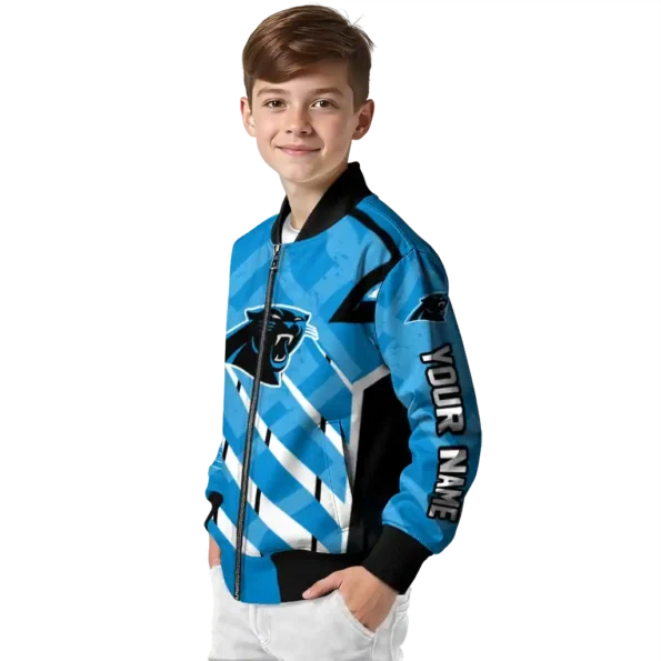 personalized carolina panthers chevron angles blue bomber jacket trendy
