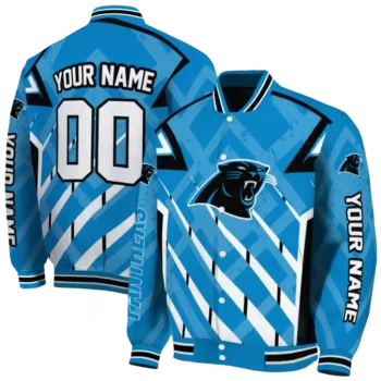 personalized carolina panthers chevron angles blue varsity jacket fashion forward.webp