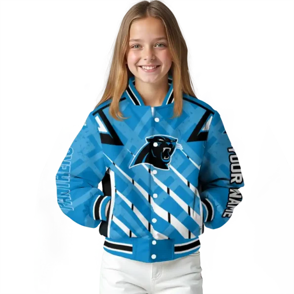 personalized carolina panthers chevron angles blue varsity jacket top rated.webp