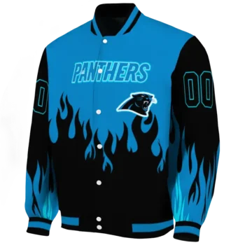personalized carolina panthers flame border blue black varsity jacket best selling.webp