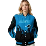 personalized carolina panthers flame border blue black varsity jacket best selling.webp