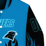 personalized carolina panthers flame border blue black varsity jacket best selling.webp