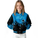 personalized carolina panthers flame border blue black varsity jacket best selling.webp
