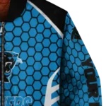 personalized carolina panthers hexagon grid blue bomber jacket best selling