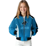 personalized carolina panthers hexagon grid blue bomber jacket best selling