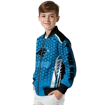 personalized carolina panthers hexagon grid blue bomber jacket best selling