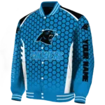 personalized carolina panthers hexagon grid blue varsity jacket best selling.webp