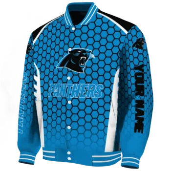 personalized carolina panthers hexagon grid blue varsity jacket best selling.webp