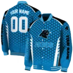 personalized carolina panthers hexagon grid blue varsity jacket best selling.webp