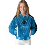 personalized carolina panthers hexagon grid blue varsity jacket best selling.webp