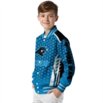 personalized carolina panthers hexagon grid blue varsity jacket best selling.webp