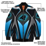 personalized carolina panthers mesh chest black crocs black bomber jacket best selling