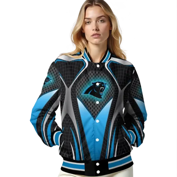 personalized carolina panthers mesh chest black crocs black varsity jacket latest model.webp