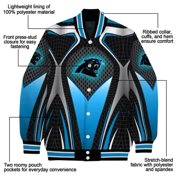 personalized carolina panthers mesh chest black crocs black varsity jacket new arrival.webp