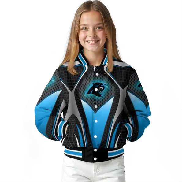 personalized carolina panthers mesh chest black crocs black varsity jacket top rated.webp