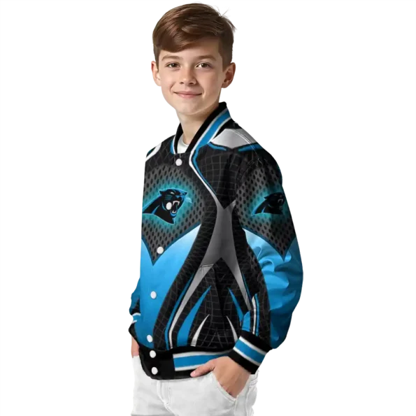 personalized carolina panthers mesh chest black crocs black varsity jacket trendy.webp