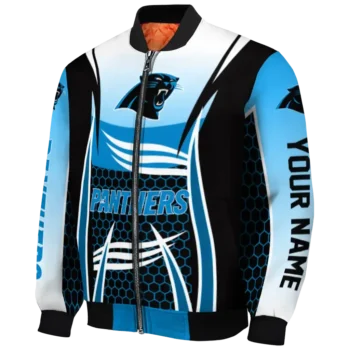 personalized carolina panthers mesh effect blue black bomber jacket best selling