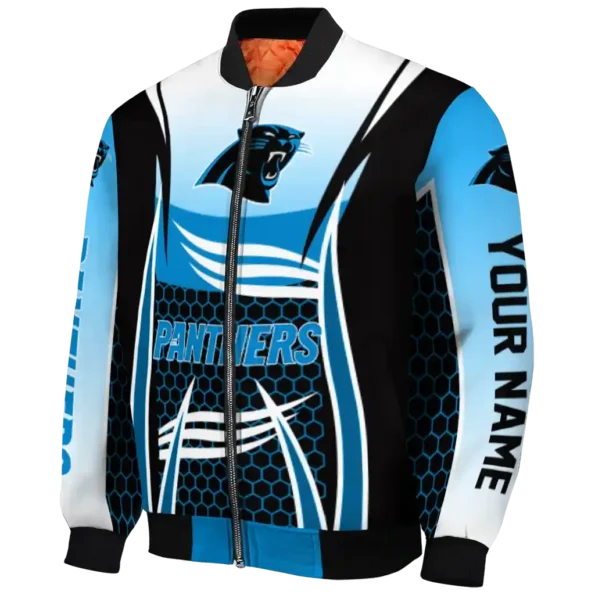 personalized carolina panthers mesh effect blue black bomber jacket best selling
