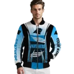 personalized carolina panthers mesh effect blue black bomber jacket best selling