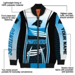 personalized carolina panthers mesh effect blue black bomber jacket best selling
