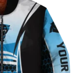 personalized carolina panthers mesh effect blue black bomber jacket best selling