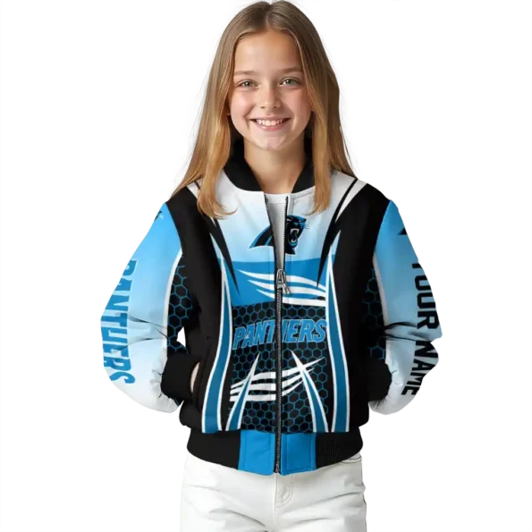 personalized carolina panthers mesh effect blue black bomber jacket top rated