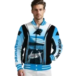 personalized carolina panthers mesh effect blue black varsity jacket best selling.webp