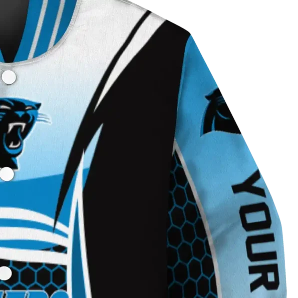 personalized carolina panthers mesh effect blue black varsity jacket premium grade.webp