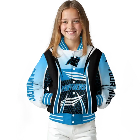 personalized carolina panthers mesh effect blue black varsity jacket top rated.webp