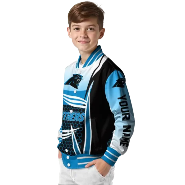 personalized carolina panthers mesh effect blue black varsity jacket trendy.webp
