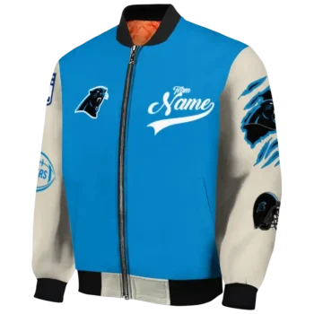 personalized carolina panthers razorback outline blue nude bomber jacket best selling
