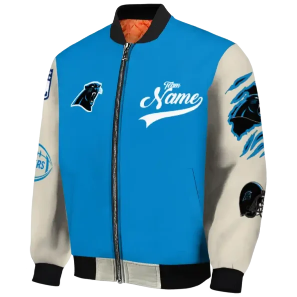 personalized carolina panthers razorback outline blue nude bomber jacket best selling