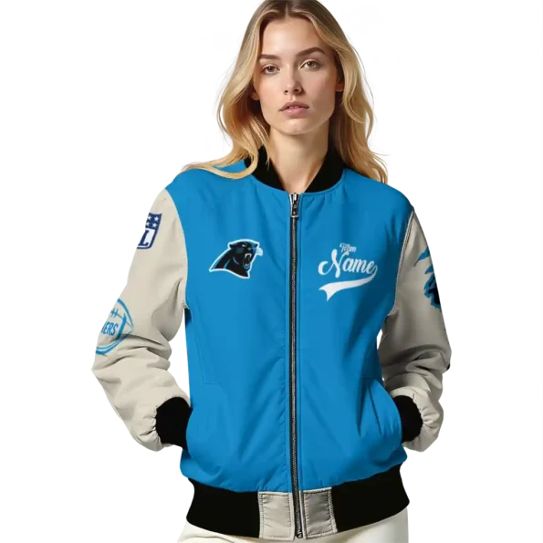 personalized carolina panthers razorback outline blue nude bomber jacket latest model
