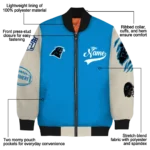 personalized carolina panthers razorback outline blue nude bomber jacket best selling