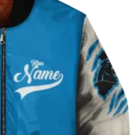 personalized carolina panthers razorback outline blue nude bomber jacket best selling