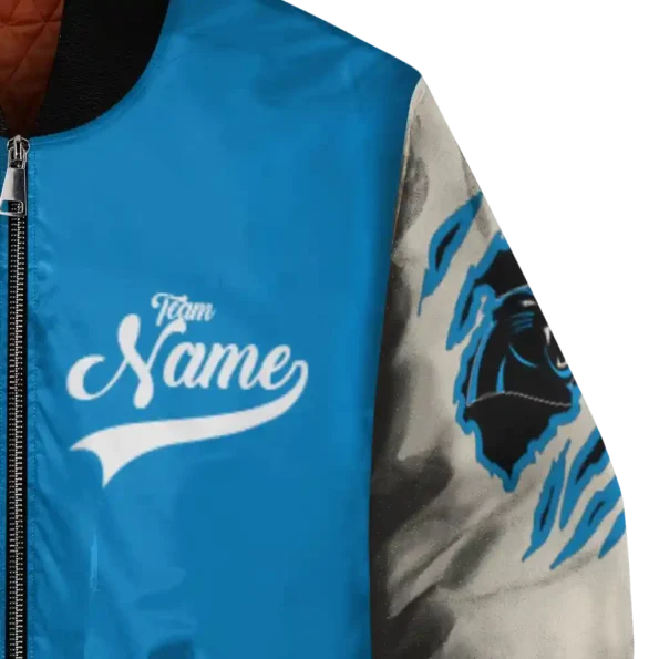 personalized carolina panthers razorback outline blue nude bomber jacket premium grade