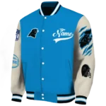 personalized carolina panthers razorback outline blue nude varsity jacket best selling.webp