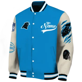 personalized carolina panthers razorback outline blue nude varsity jacket best selling.webp