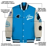 personalized carolina panthers razorback outline blue nude varsity jacket best selling.webp