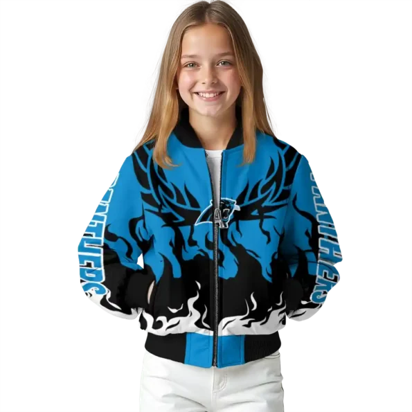 personalized carolina panthers winged blaze blue white bomber jacket top rated