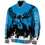personalized carolina panthers winged blaze blue white varsity jacket best selling.webp