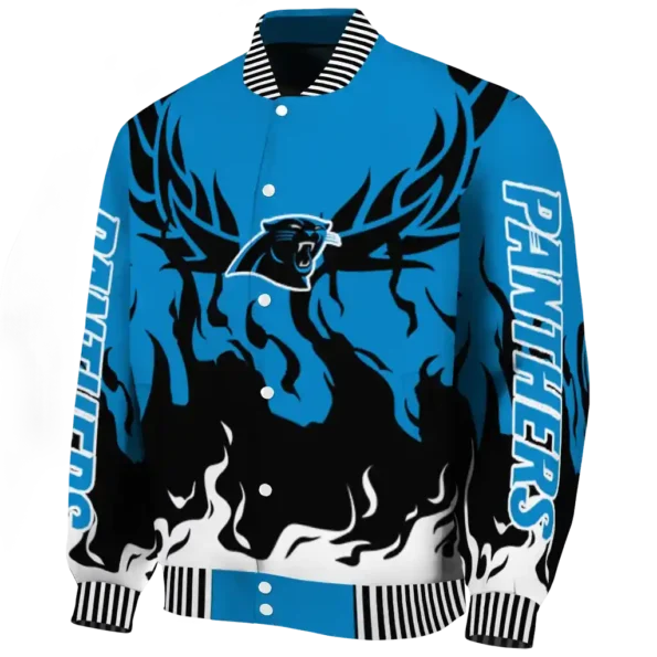 personalized carolina panthers winged blaze blue white varsity jacket best selling.webp