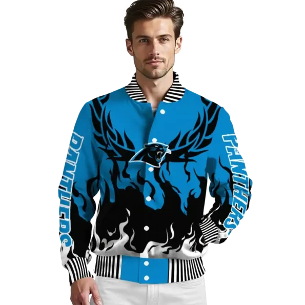 personalized carolina panthers winged blaze blue white varsity jacket high quality.webp