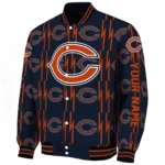 personalized chicago bears bolt stripe blue varsity jacket best selling.webp