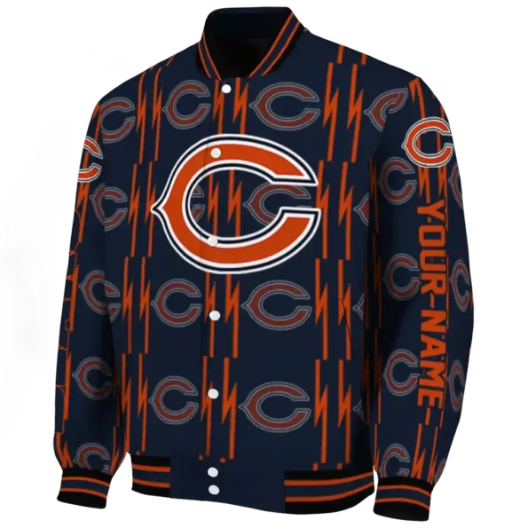 personalized chicago bears bolt stripe blue varsity jacket best selling.webp