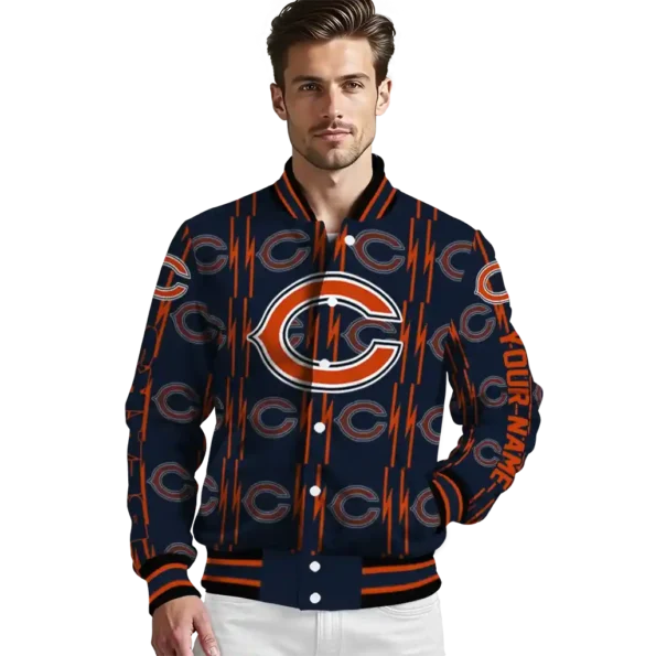 personalized chicago bears bolt stripe blue varsity jacket high quality.webp